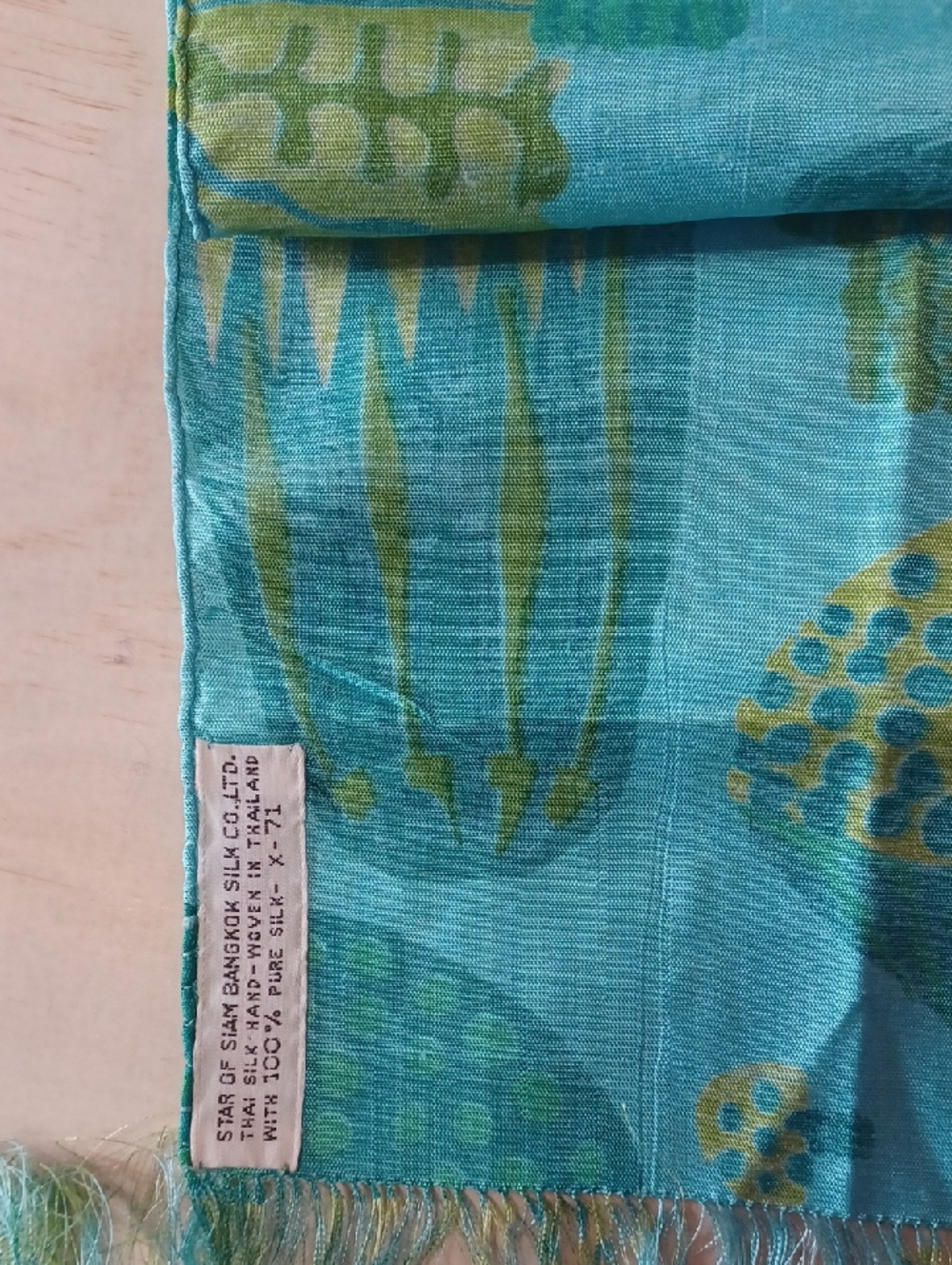 Vintage Thai Silk Scarf Star Of Siam Bangkok Handwoven Mod Botanical 72×12 - Picture 16 of 16